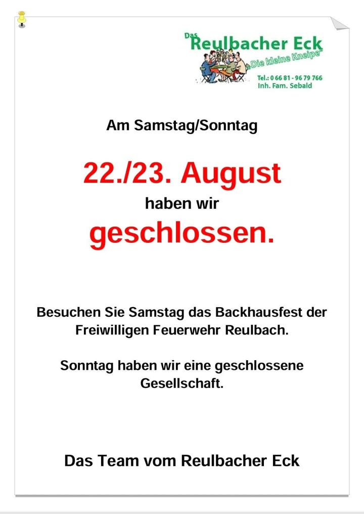 Reulbacher Eck - Die kleine Kneipe